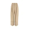 Victoria Beckham Ide Leg Turn-up Pants In Beige