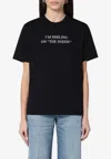 Victoria Beckham Womens Black Text-print Organic-cotton T-shirt In Black