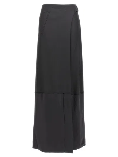 Victoria Beckham 高腰羊毛混纺加长半身裙 In Black