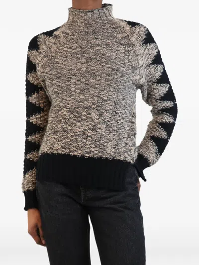 Pre-owned Victoria Beckham Intarsia Mock-neck Sweater In Neutral
