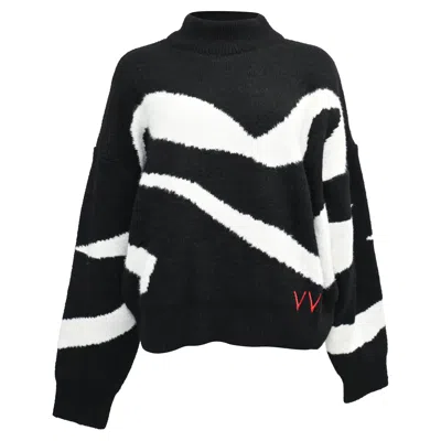 Victoria Beckham Intarsia-knit Turtleneck Sweater In Black And White Polyamide