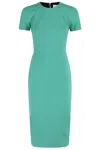 Victoria Beckham Intricately Woven Fitted Midi Dress In Green
