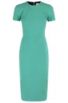 Victoria Beckham Intricately Woven Fitted Midi Dress In Green