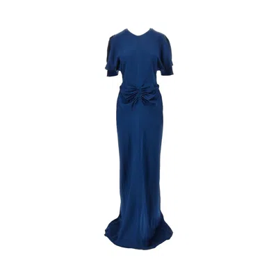 Victoria Beckham 'isabella' Crepe Back Satin Long Dress In Blue