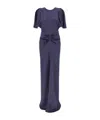 Victoria Beckham Womens Navy Pin-tuck Waist Satin Flared Gown In Blue
