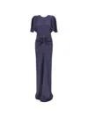 Victoria Beckham Womens Navy Pin-tuck Waist Satin Flared Gown In Blue