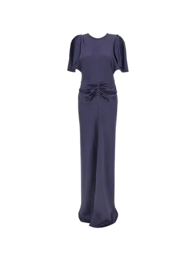 Victoria Beckham Isabella Draped Maxi Dress In Blue