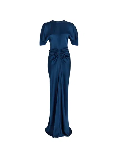Victoria Beckham Isabella Gathered Maxi Dress In Blue