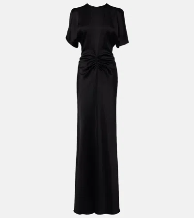 Victoria Beckham Isabella Gathered Satin Gown In Black