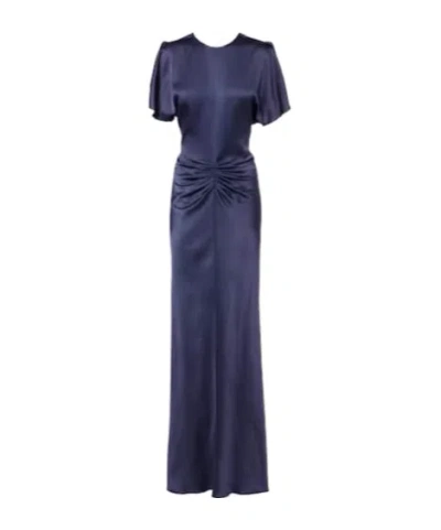 Victoria Beckham Isabella Gathered Satin Gown In Blue