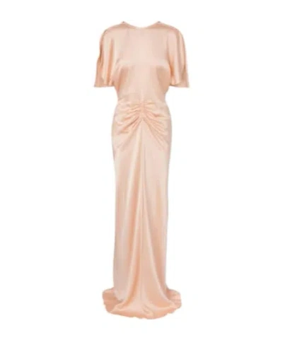 Victoria Beckham Isabella Gathered Satin Gown In Pink