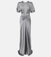 Victoria Beckham Isabella Gathered Satin Gown In Gray