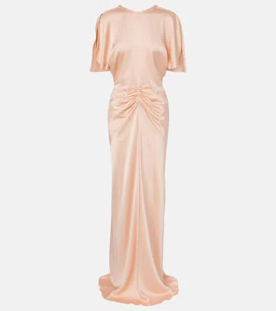 Victoria Beckham Isabella Gathered Satin Gown In Multi