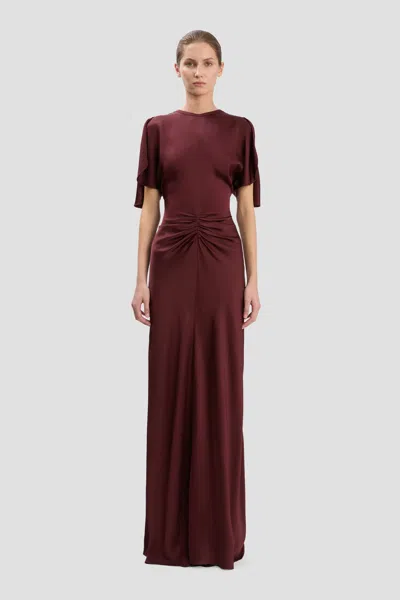Victoria Beckham Womens Cinnabar Red Isabella Satin Gown In Burgundy