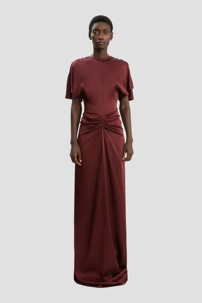 Victoria Beckham Womens Cinnabar Red Isabella Satin Gown In Burgundy