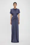 Victoria Beckham Womens Eclipse Isabella Ruched Satin Gown In Blue