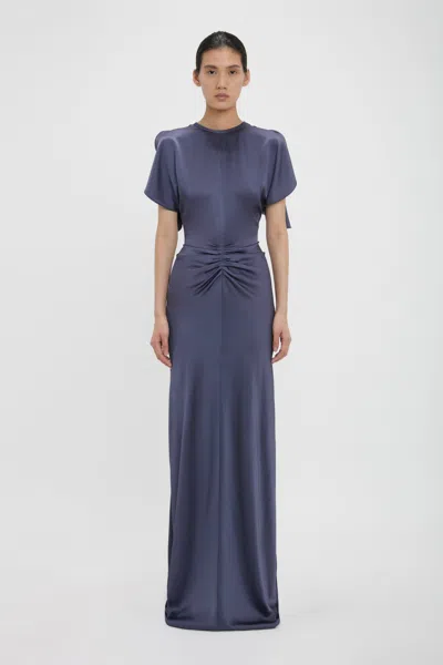 Victoria Beckham Womens Eclipse Isabella Ruched Satin Gown In Blue
