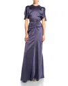 Victoria Beckham Womens Eclipse Isabella Ruched Satin Gown In Purple