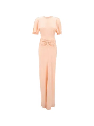 Victoria Beckham Isabella Pleated Crew-neck Maxi Dress In Pink