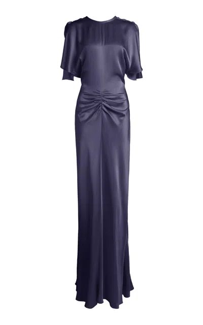 Victoria Beckham Isabella Ruched Gown In Blue
