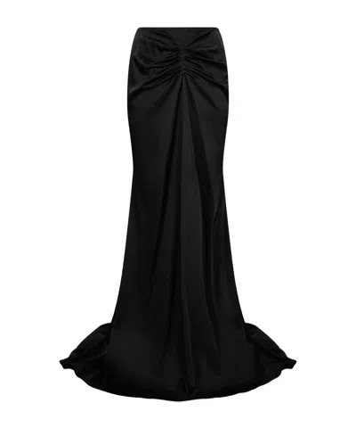 Victoria Beckham Isabella Gathered Satin Maxi Skirt In Black