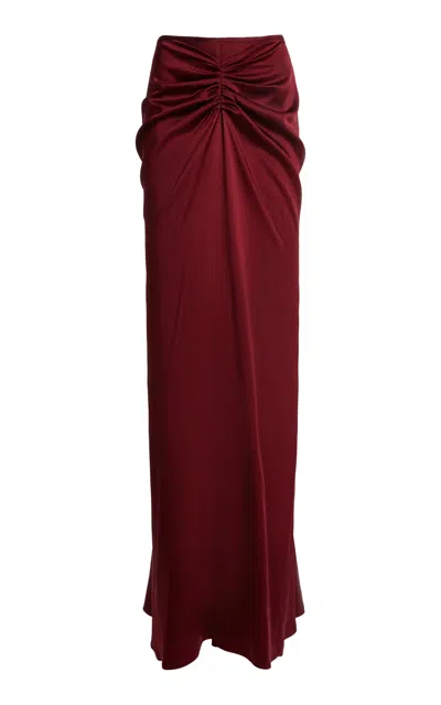 Victoria Beckham Isabella Ruched Maxi Skirt In Red
