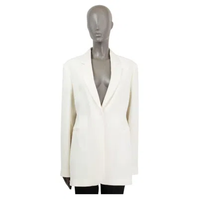 Pre-owned Victoria Beckham Ivory Acetate Crepe Blazer Jacket 14 Xl In White
