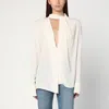Victoria Beckham Draped Silk Blouse High-low Hem Sheer