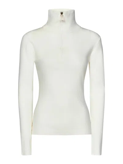 VICTORIA BECKHAM IVORY WHITE FINE MERINO WOOL TURTLENECK SWEAT