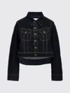 Victoria Beckham Contrast Stitching Cropped Denim Jacket In Black