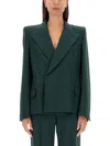 Victoria Beckham Pointed-shoulder Wool Blend Blazer In Green