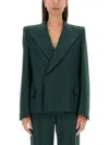 Victoria Beckham Pointed-shoulder Wool Blend Blazer In Green