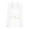 Victoria Beckham Belted Lapel Blazer In White