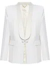 Victoria Beckham Structured Jacket With Deep V-neck And Satin Lapels In White