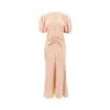 Victoria Beckham Light Pink Damask Dress With Gathering In Pink