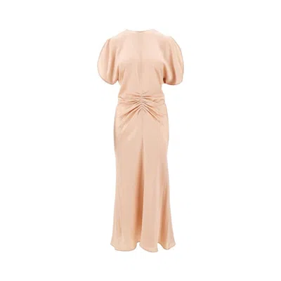 VICTORIA BECKHAM JACQUARD DRAPED MIDI DRESS