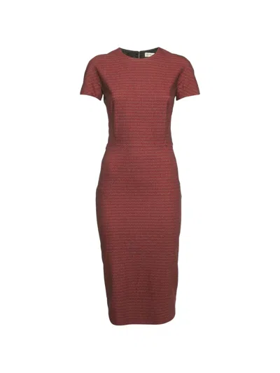 Pre-owned Victoria Beckham Jacquard Sheath Dress In Red