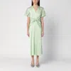 Victoria Beckham Jade Green Ruffled Midi Dress In Light Blue