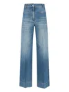 Victoria Beckham Straight Trousers With Pockets And Stitching In Blue