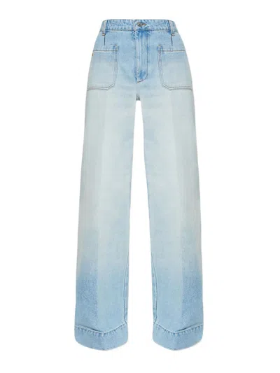 Victoria Beckham Alina Light Blue Cotton Denim Flared Jeans