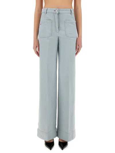 Victoria Beckham Blue Cotton Jeans