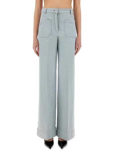 Victoria Beckham Wide Leg Straight Jeans In Blue
