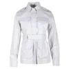Victoria Beckham Jeans Belted Shirt In Grey Cotton In White