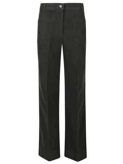 Victoria Beckham Alina Cotton-corduroy Straight-leg Pants In Gray