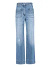 Victoria Beckham Straight Trousers With Belt Loops And Pockets In Blue