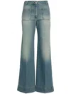 Victoria Beckham High Waist Straight Leg Trousers In Blue