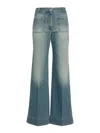 Victoria Beckham 'alina' Blue Jeans With Pockets And Logo Applied On The Front In Blue