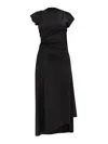 Victoria Beckham Asymmetrically Draped Black Midi Dress With Soft Ruching