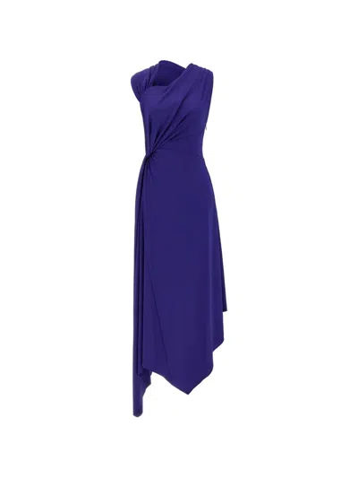 Victoria Beckham Sleeveless Twisted Asymmetric Midi Dress In Purple