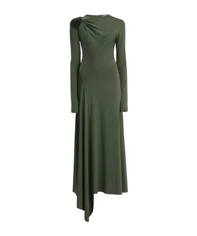 Victoria Beckham Olive Green Jersey Dress In Brown